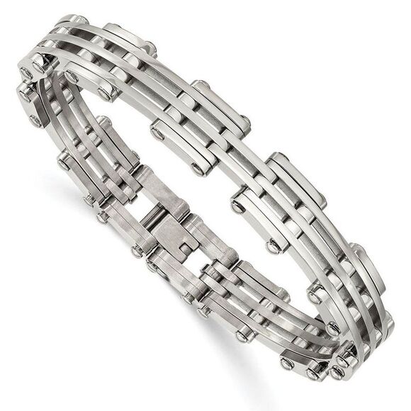 Men's Stainless Steel 10mm Polished Link Bracelet 9 Inch